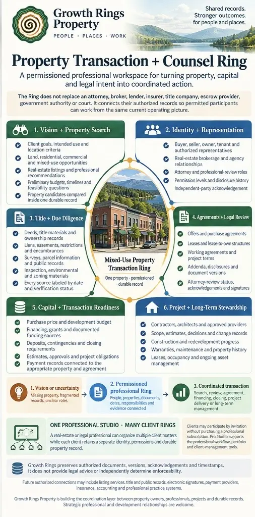 Property Transaction and Counsel Ring workflow infographic